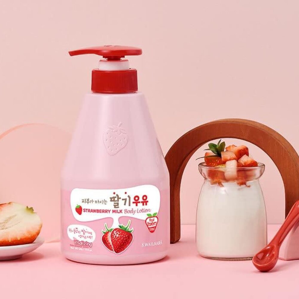 WELCOS KWAILNARA Strawberry Milk or Peach Body Lotion Korean Deep Hydration - Picture 3 of 10